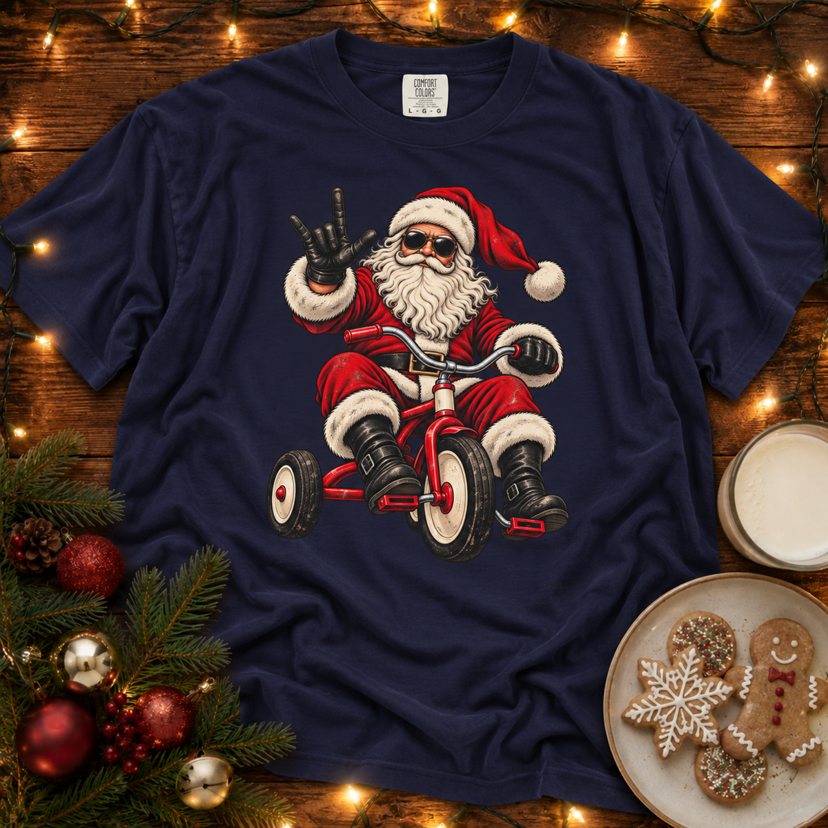 Biker Santa Tricycle Comfort Colors T Shirt