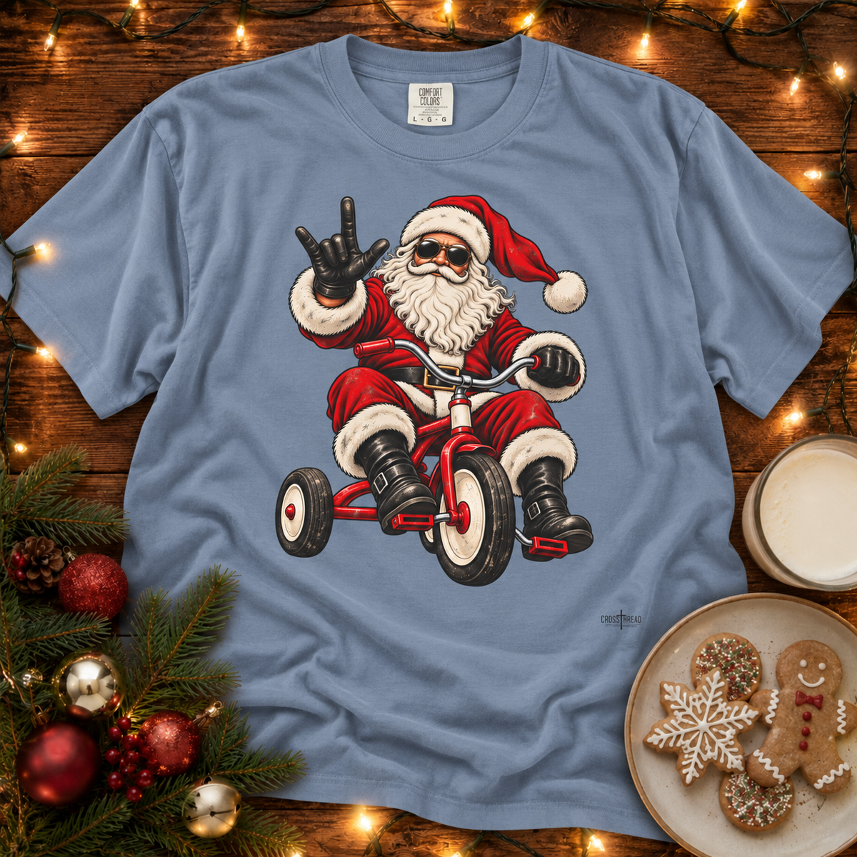 Biker Santa Tricycle Comfort Colors T Shirt