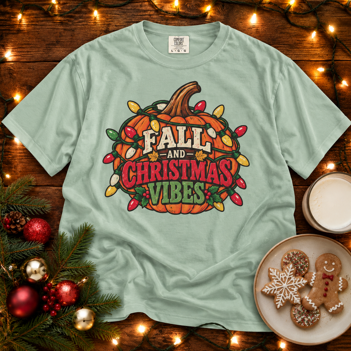 Fall & Christmas Vibes Comfort Colors T-Shirt