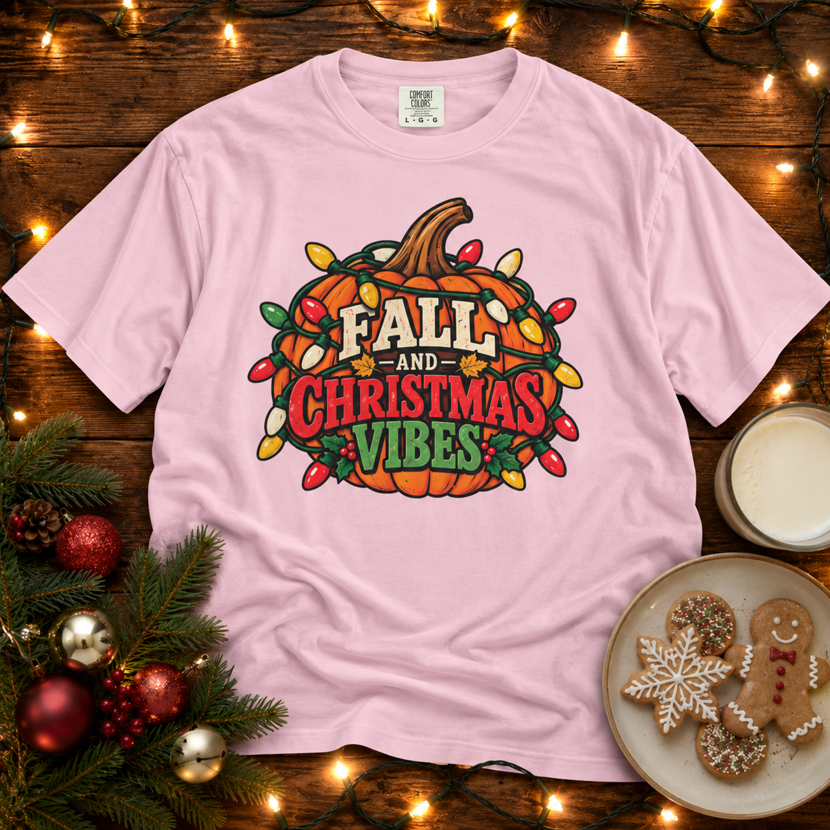 Fall & Christmas Vibes Comfort Colors T-Shirt