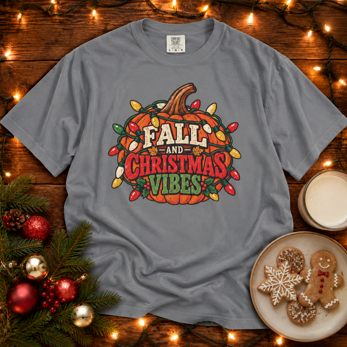 Fall & Christmas Vibes Comfort Colors T-Shirt