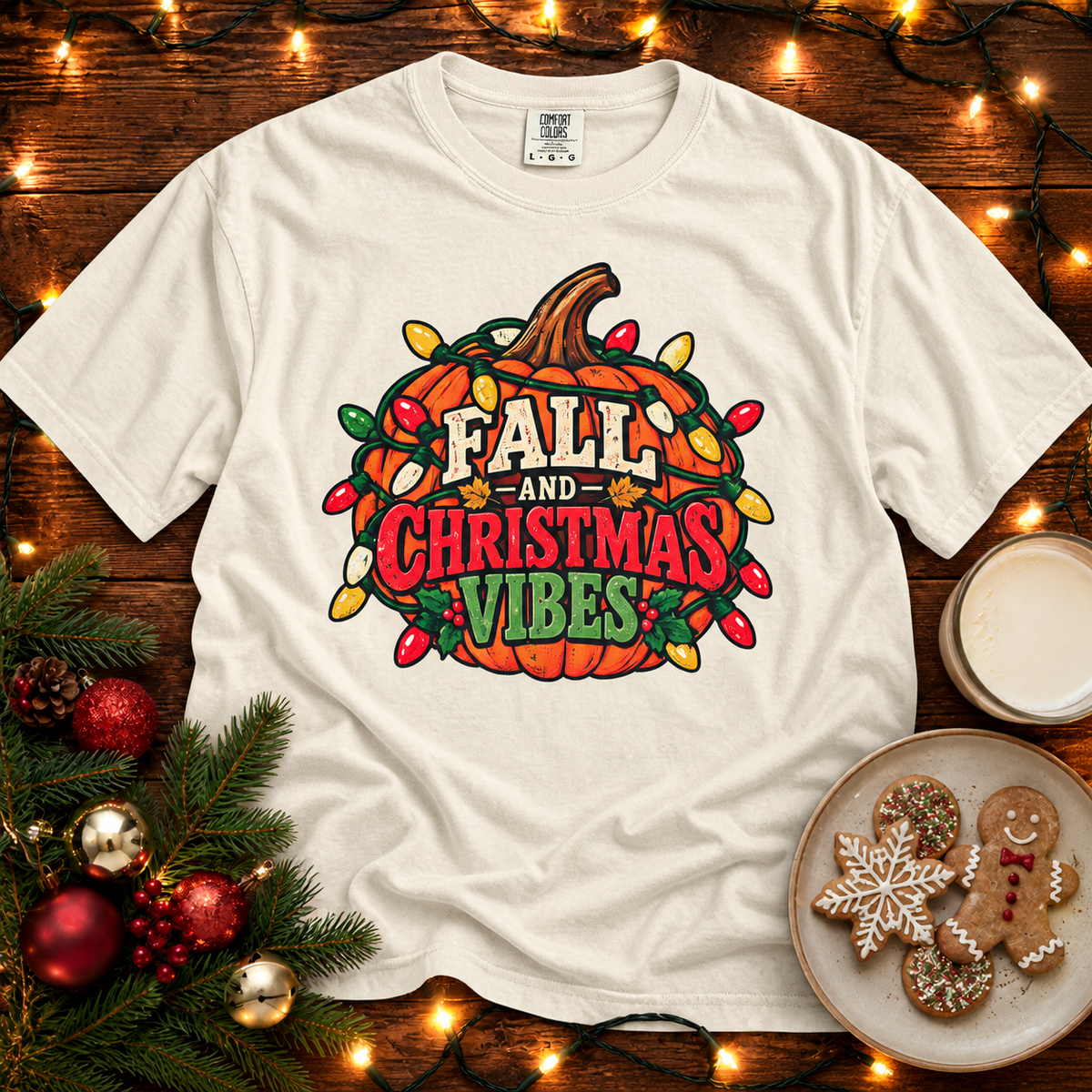 Fall & Christmas Vibes Comfort Colors T-Shirt