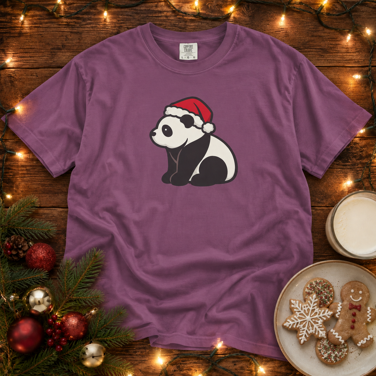 Panda Santa Hat Comfort Colors T-Shirt