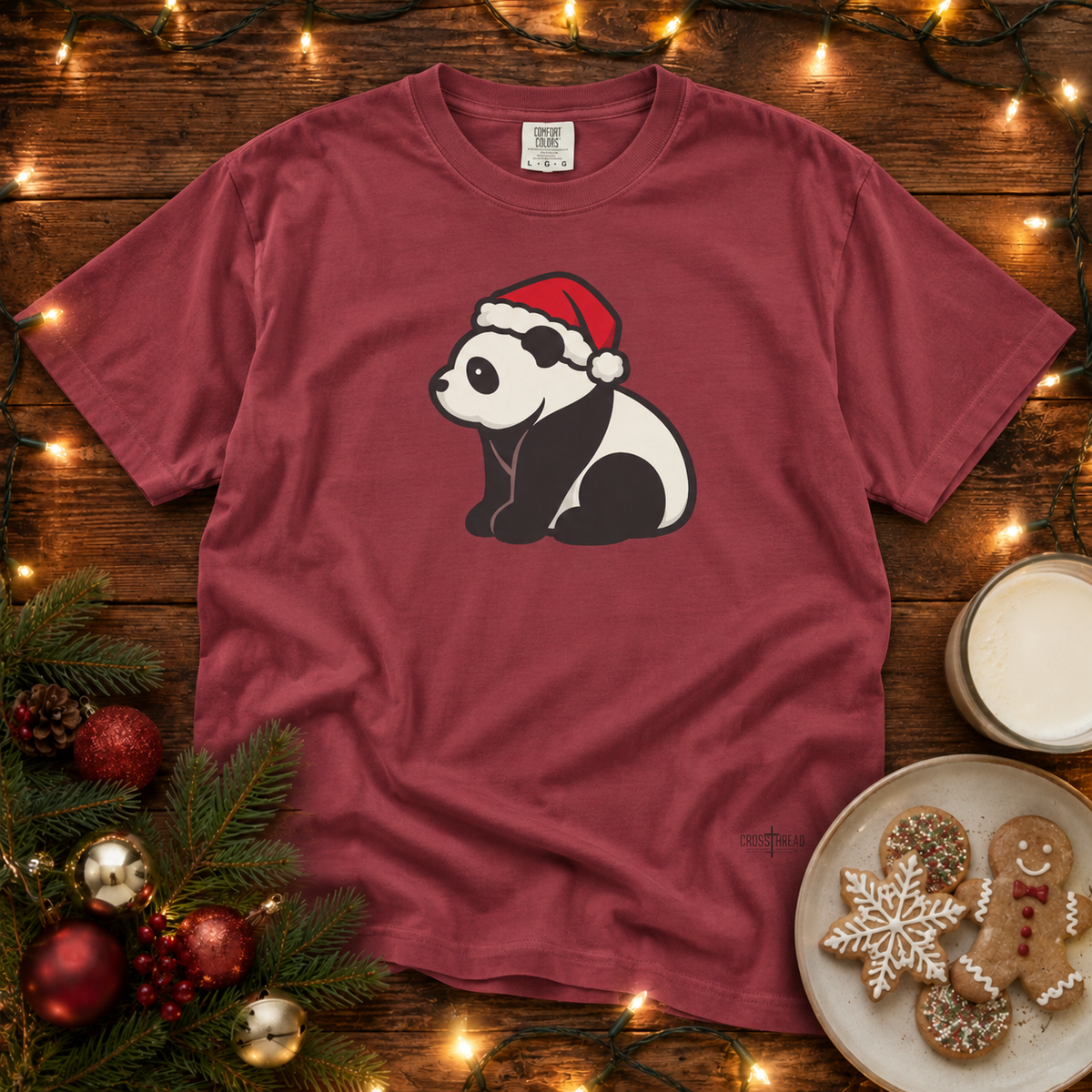 Panda Santa Hat Comfort Colors T-Shirt