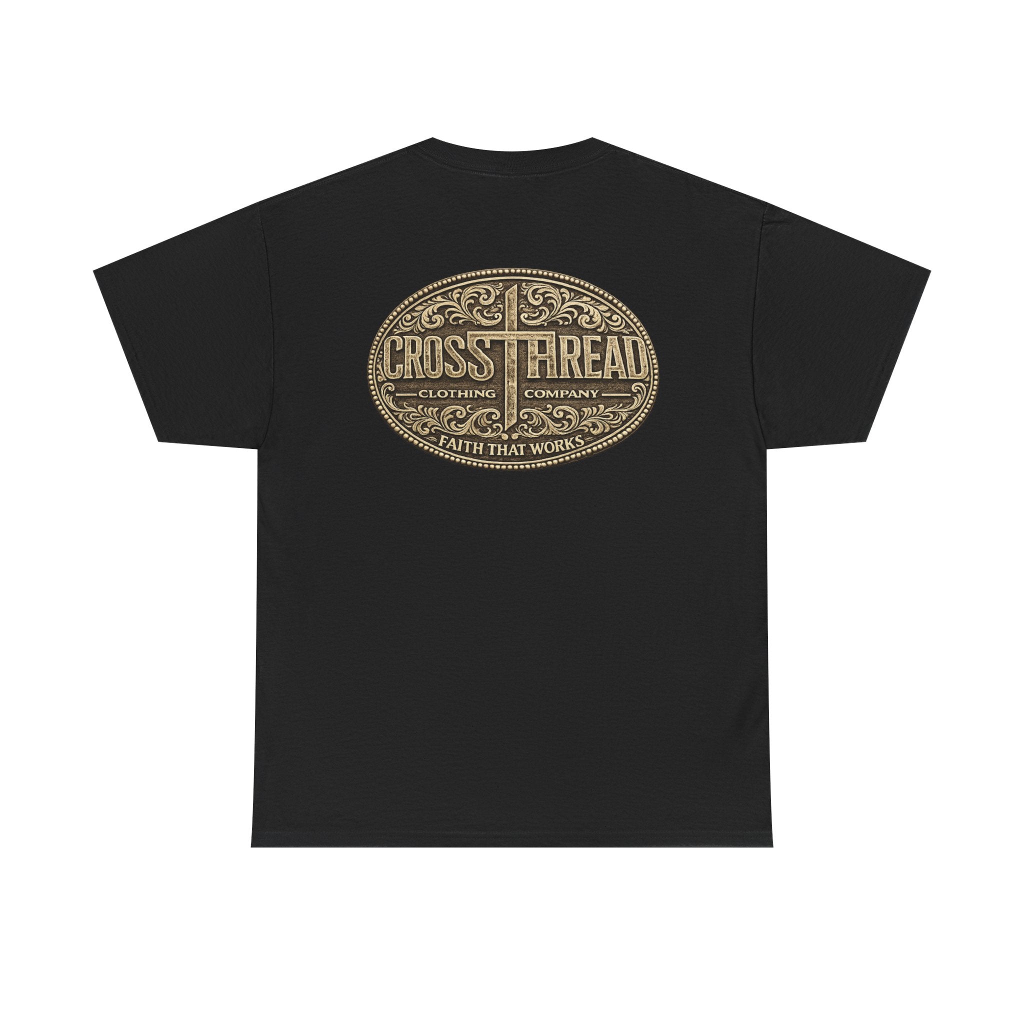 CrossThread Belt Buckle Logo Tee — Faith That Works Cotton T-Shirt
