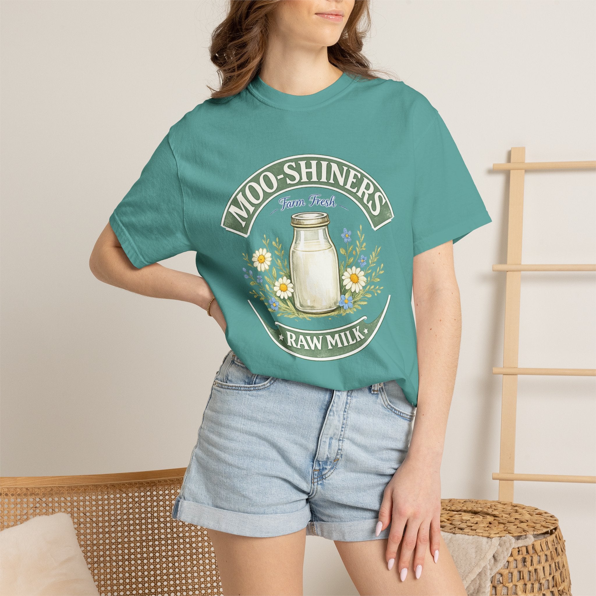 "Moo-Shiners Raw Milk" Vintage Logo Graphic T