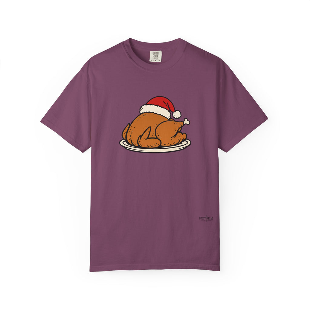 Roasted Turkey Santa Hat Comfort Colors Shirt
