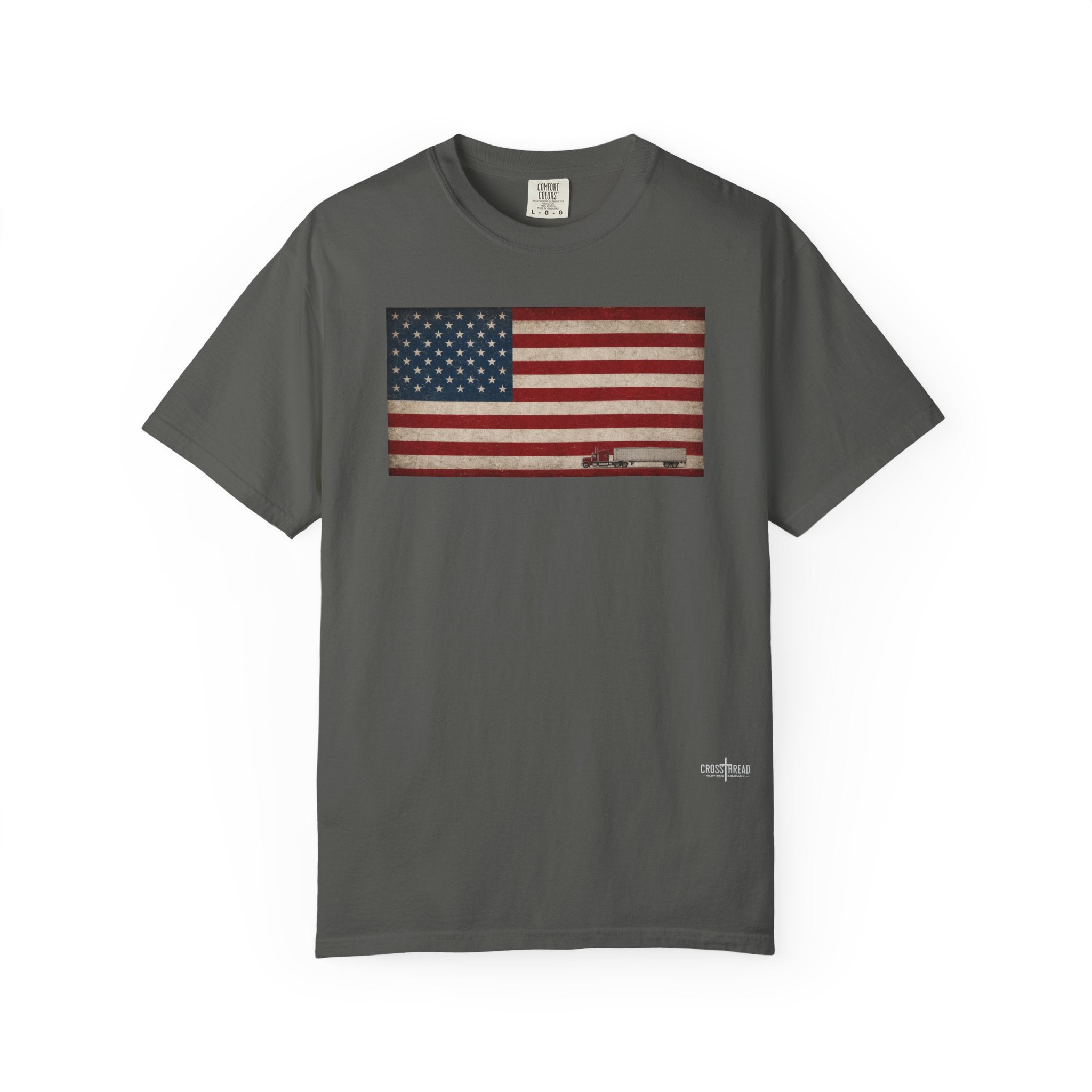 American Flag Big Rig Trucker T-Shirt — Patriotic Semi Truck Tee