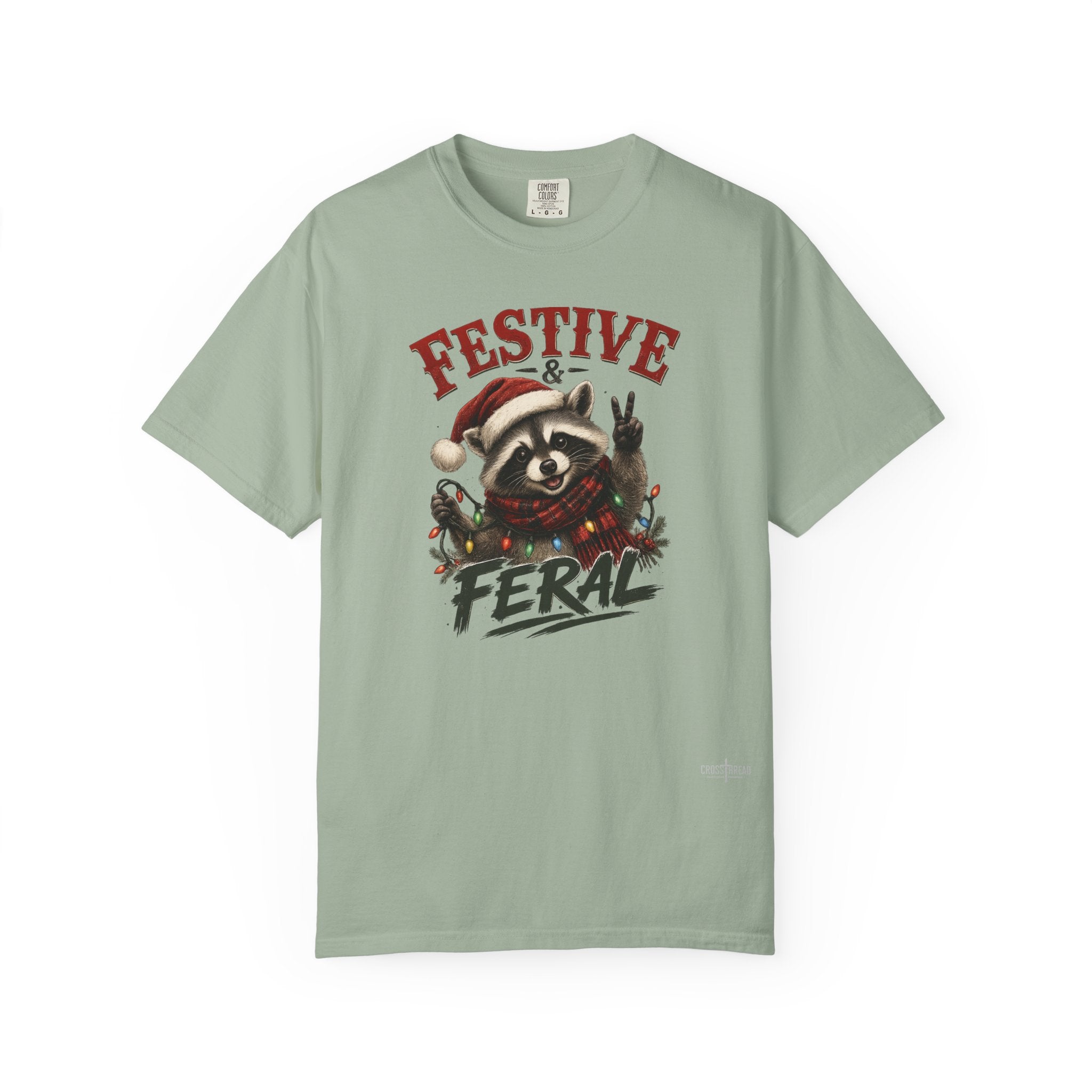 Festive & Feral Raccoon Christmas Comfort Colors T-Shirt
