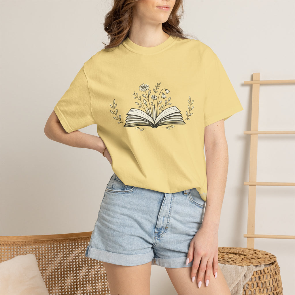Floral Open Book T-Shirt — Book Lover Reading Tee