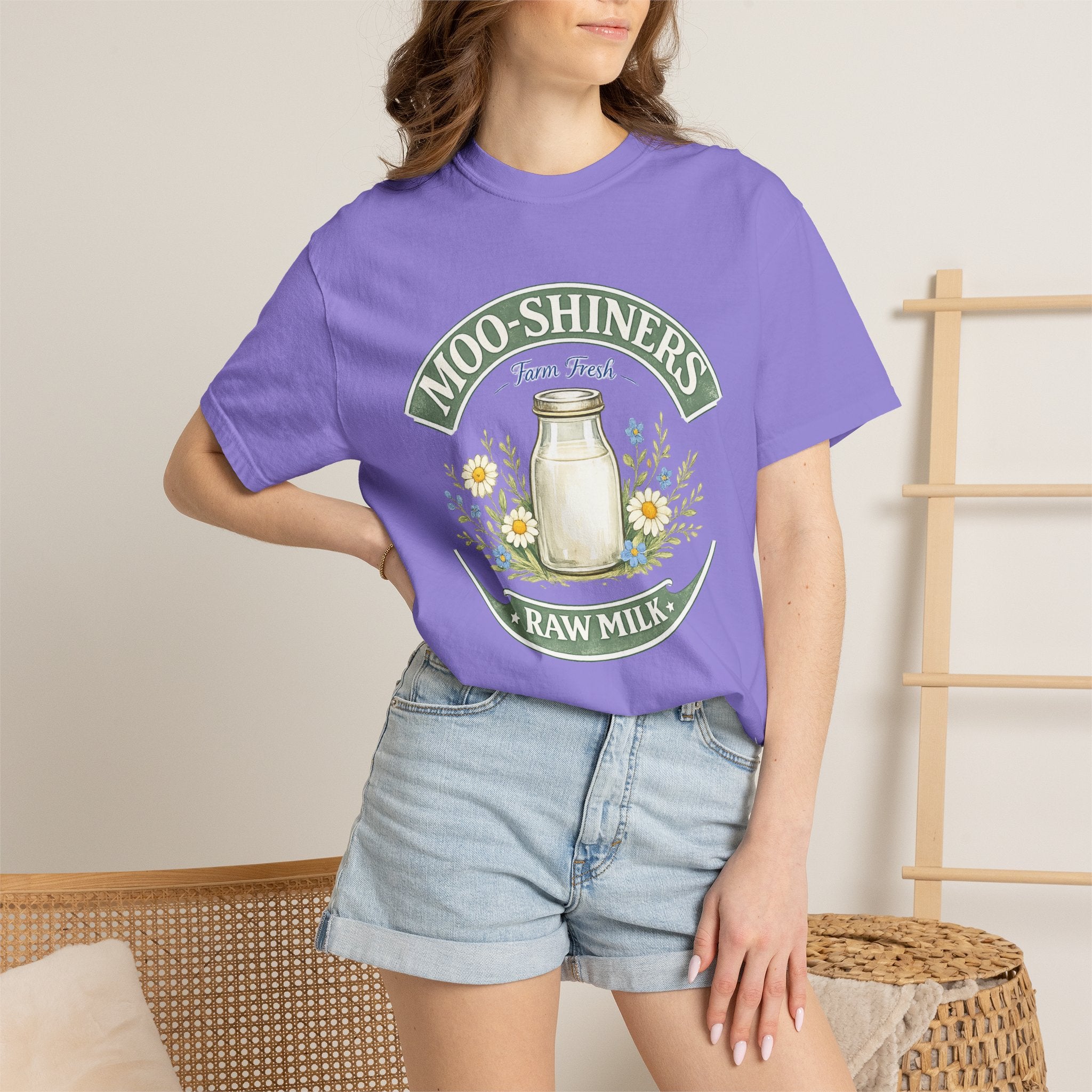 "Moo-Shiners Raw Milk" Vintage Logo Graphic T