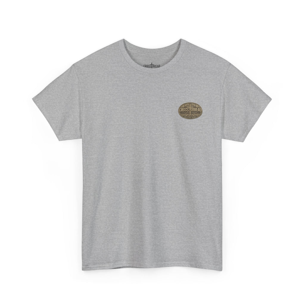 CrossThread Belt Buckle Logo Tee — Faith That Works Cotton T-Shirt
