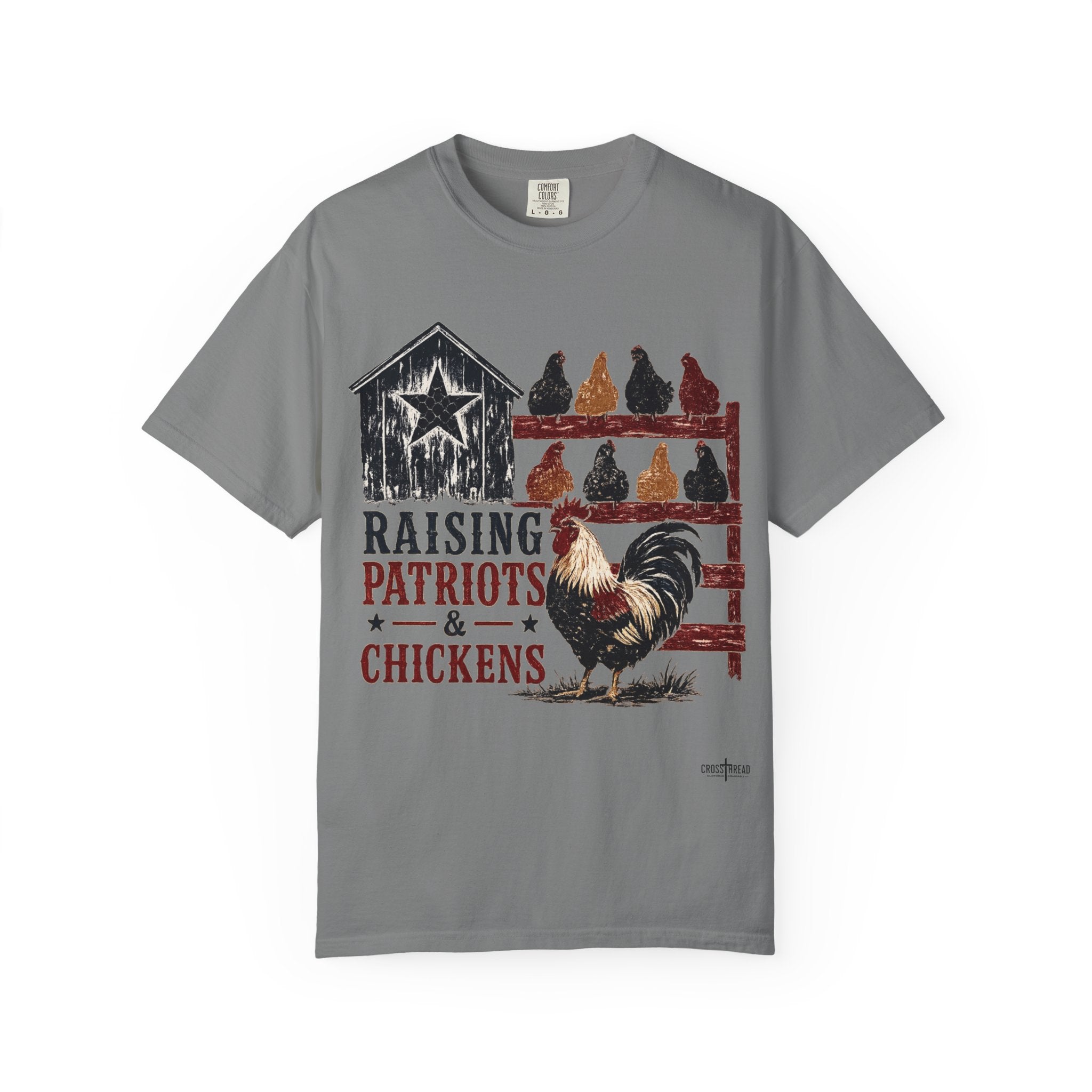 Raising Patriots & Chickens T-Shirt — Rustic American Chicken Tee