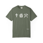 Faith Family Work T-Shirt — Inspirational Christian Men’s Tee
