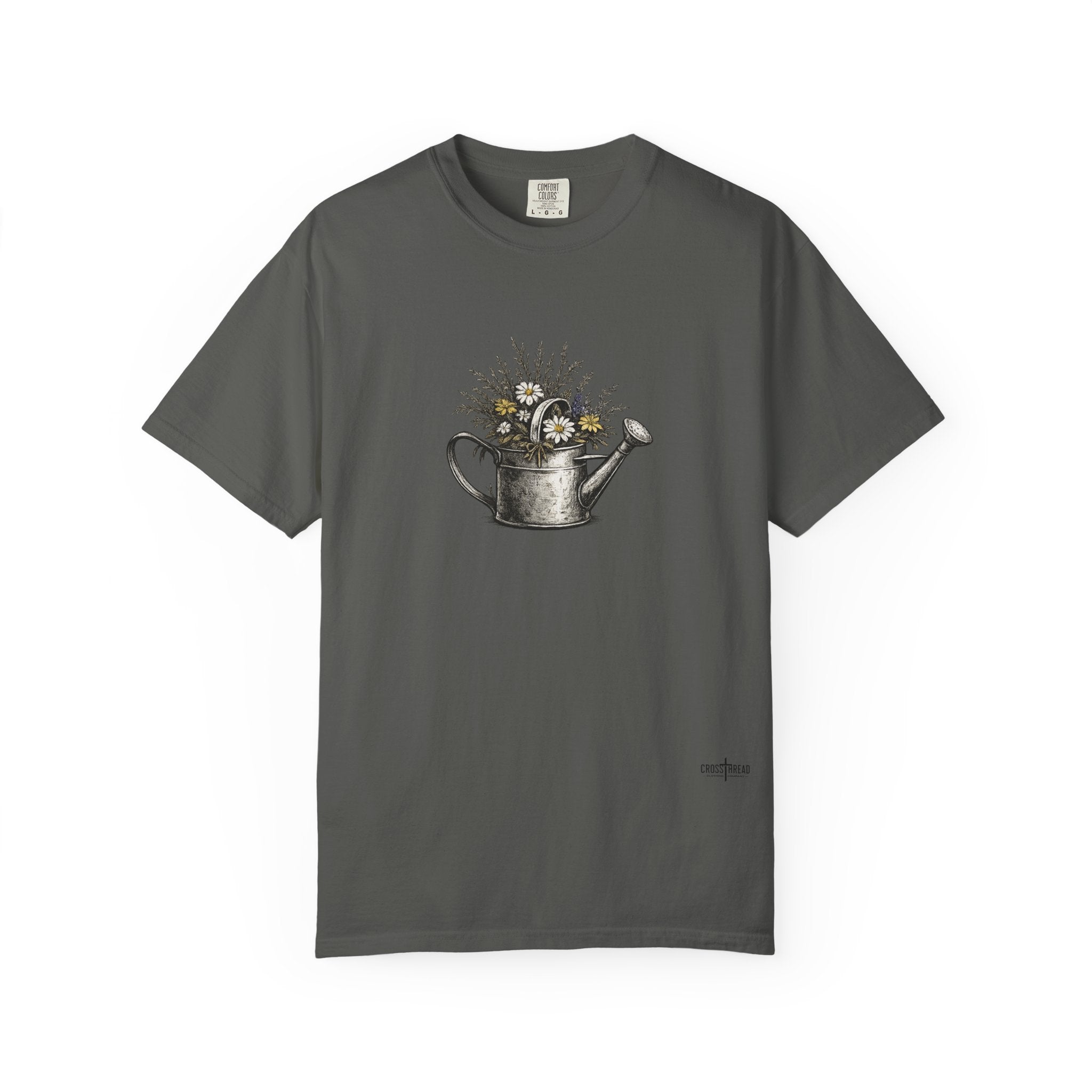 Watering Can Wildflower T-Shirt — Vintage Floral Garden Tee
