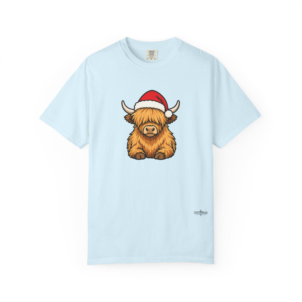Highland Cow Santa Hat Comfort Colors Shirt
