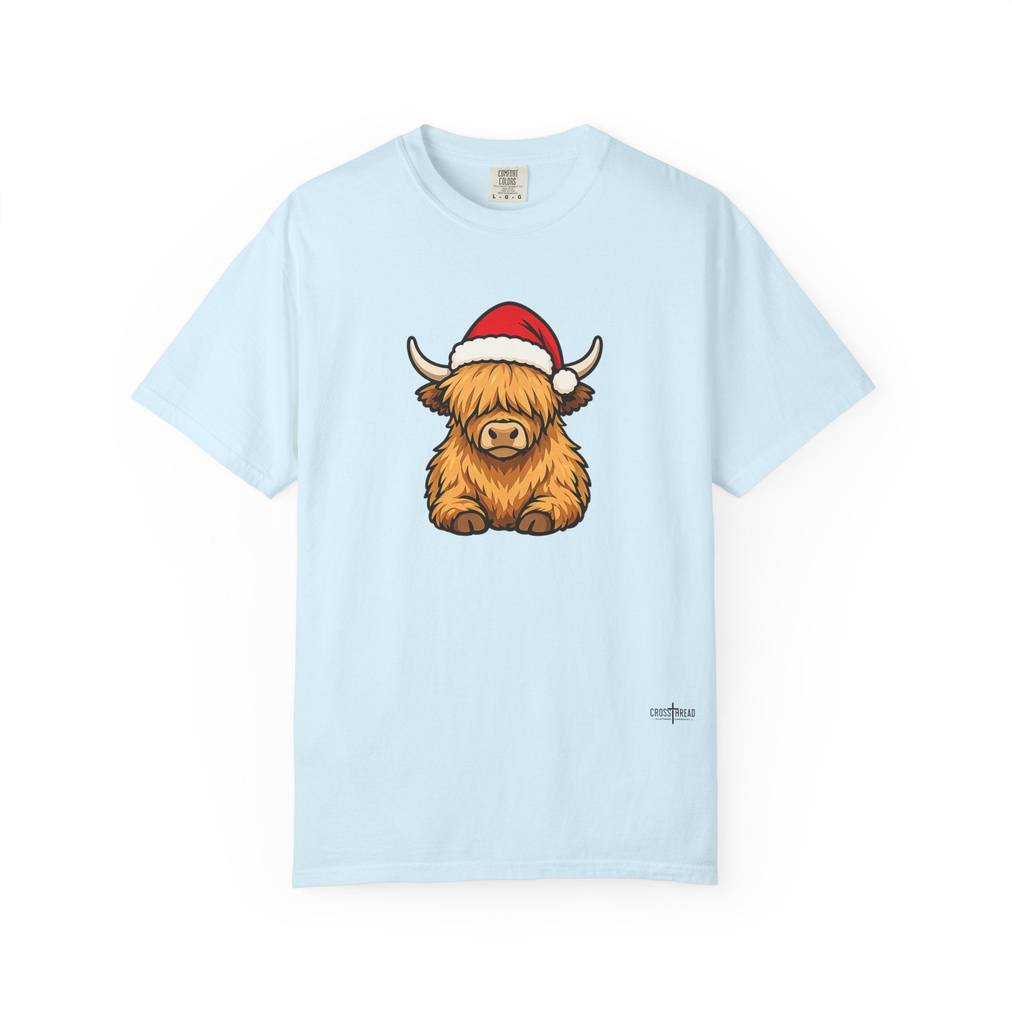 Highland Cow Santa Hat Comfort Colors Shirt