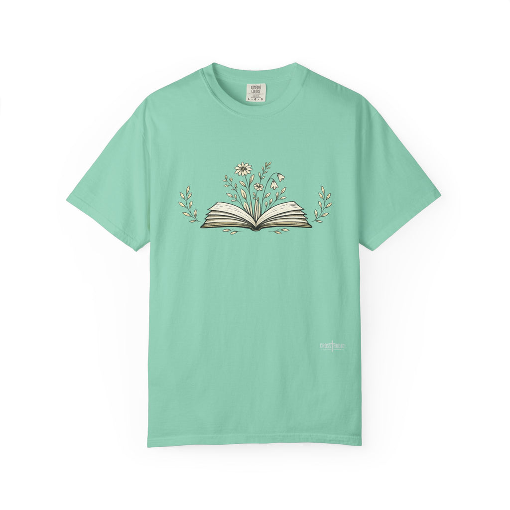 Floral Open Book T-Shirt — Book Lover Reading Tee