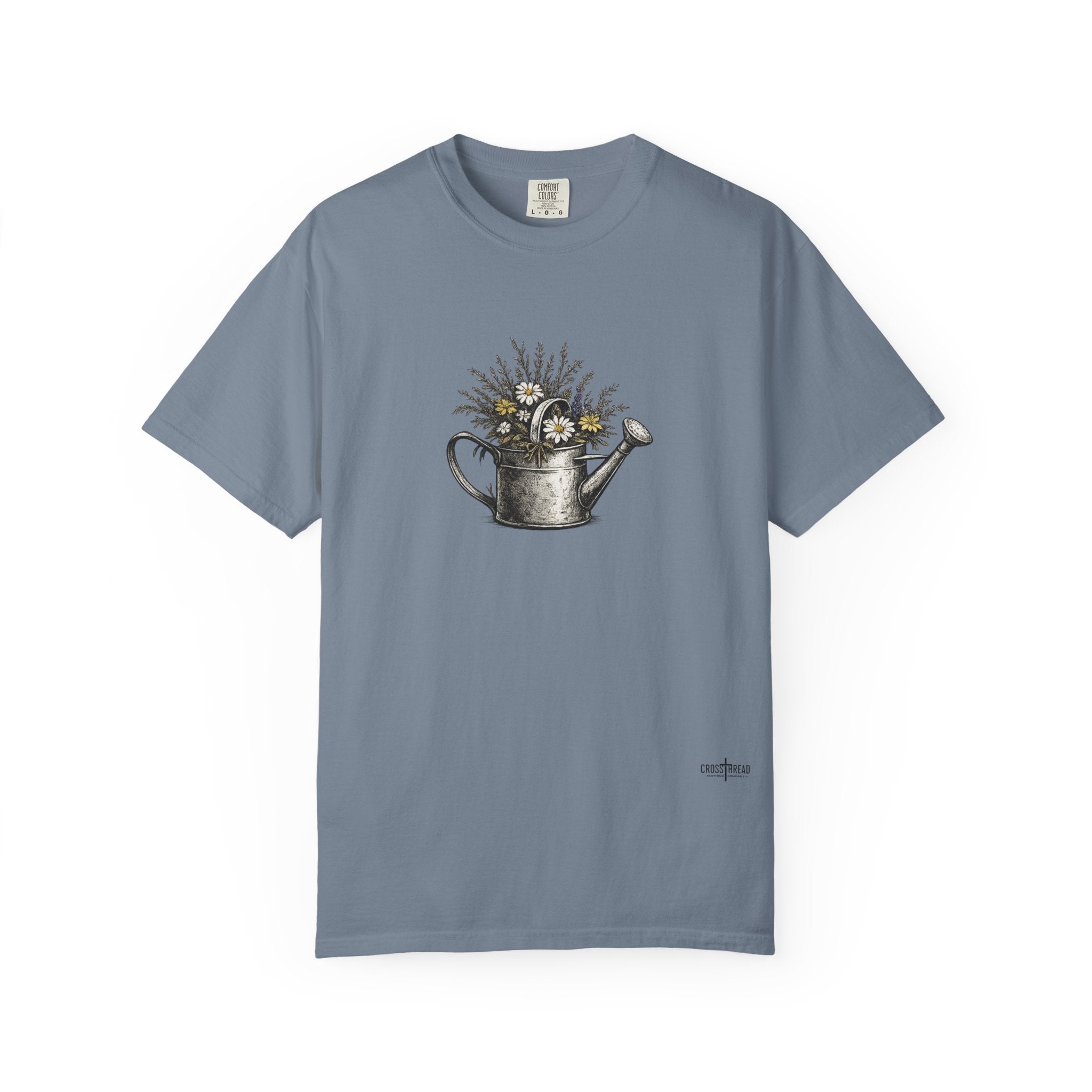 Watering Can Wildflower T-Shirt — Vintage Floral Garden Tee