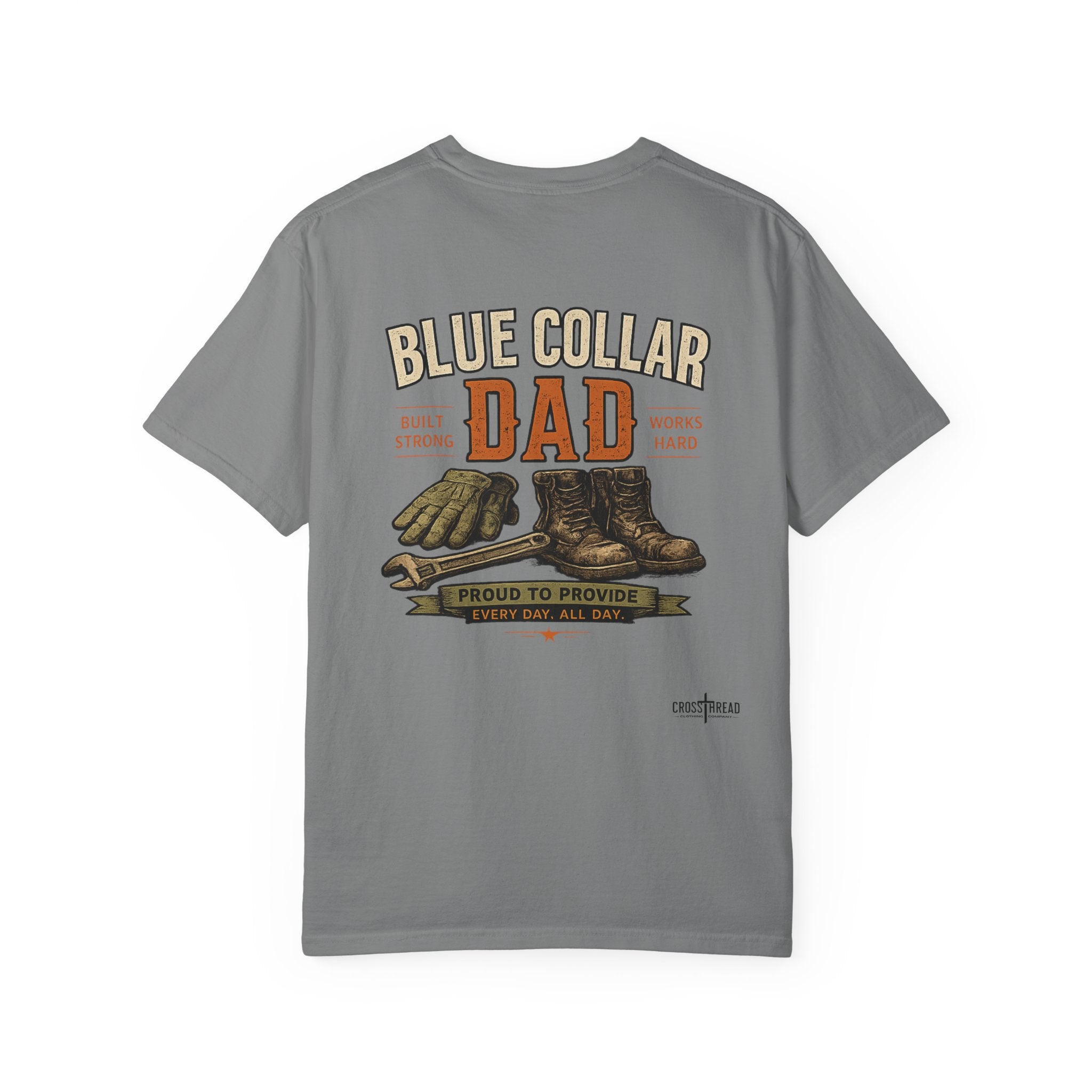 Blue Collar Dad T-Shirt — Vintage Work Gloves and Boots Design