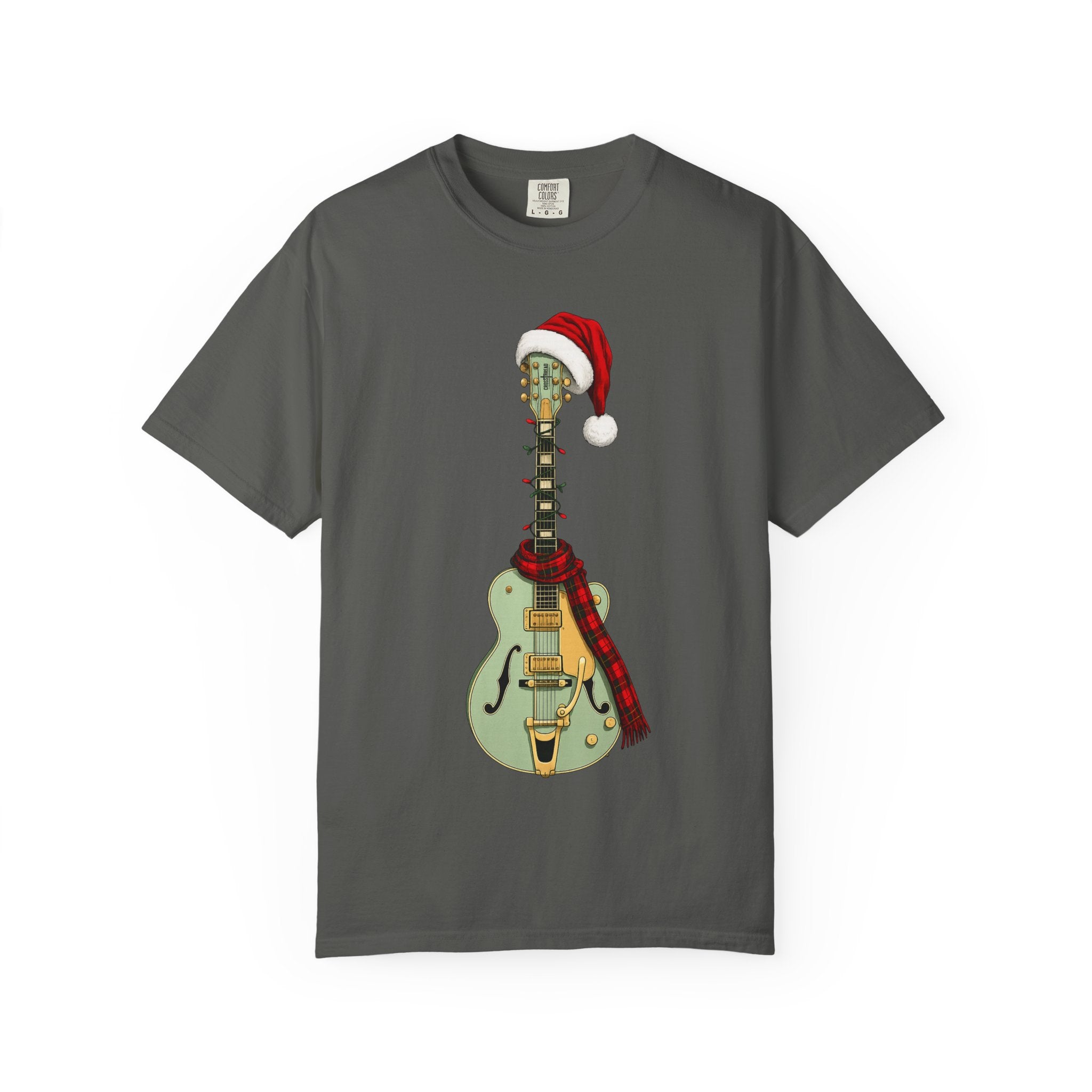 Christmas Aspen Green Hollowbody Guitar Comfort Colors Shirt