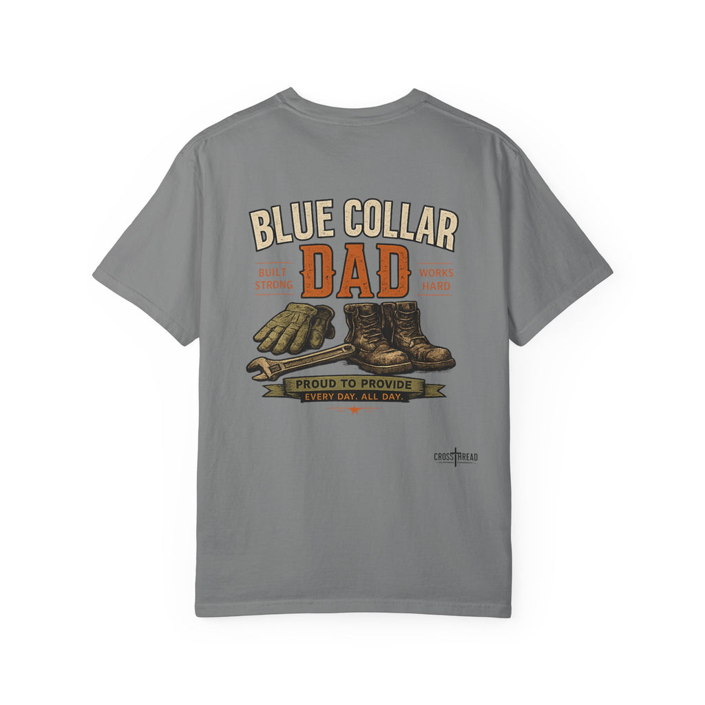 Blue Collar Dad T-Shirt — Vintage Work Gloves and Boots Design
