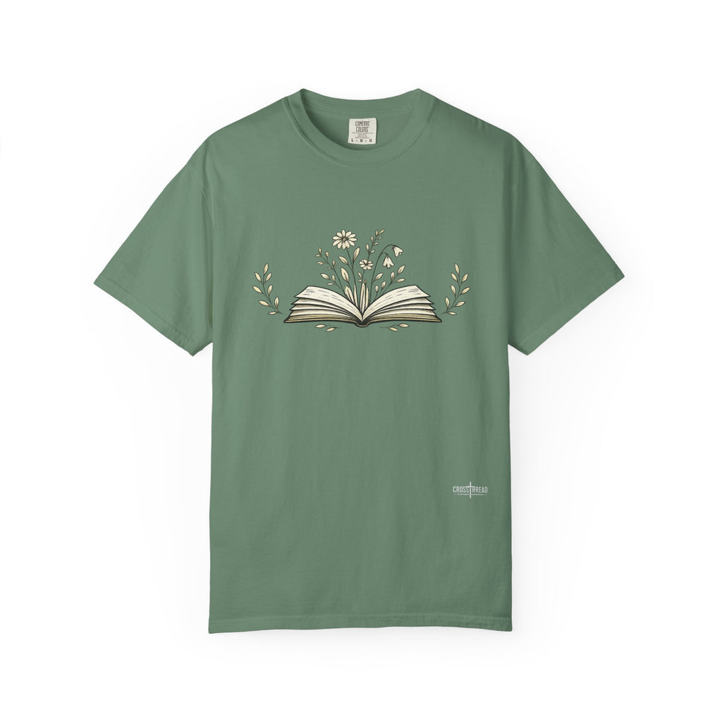 Floral Open Book T-Shirt — Book Lover Reading Tee