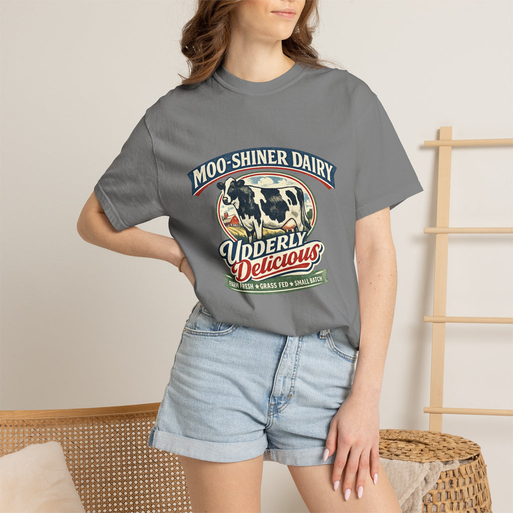 “Moo-Shiner Dairy” Udderly Delicious Graphic Tee