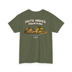 Faith Moves Mountains T‑Shirt — Inspirational Mountain & Bulldozer Graphic Tee