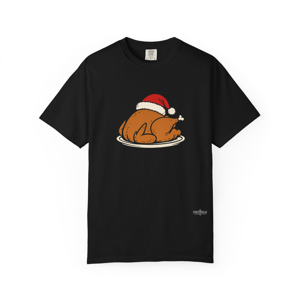 Roasted Turkey Santa Hat Comfort Colors Shirt