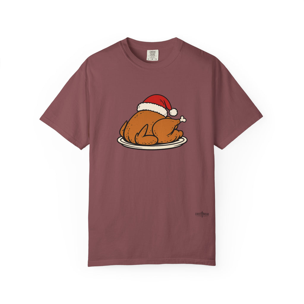 Roasted Turkey Santa Hat Comfort Colors Shirt