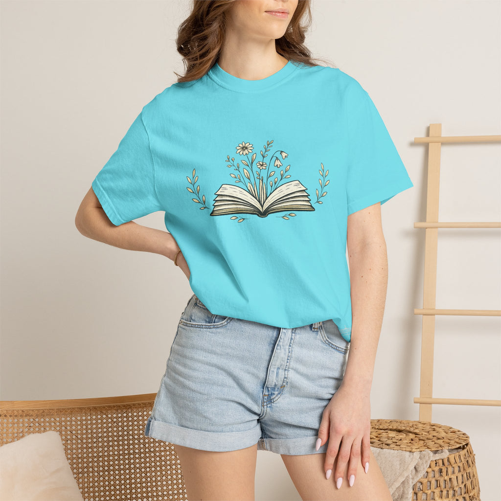 Floral Open Book T-Shirt — Book Lover Reading Tee