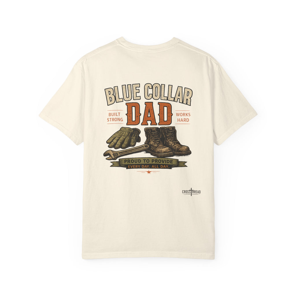 Blue Collar Dad T-Shirt — Vintage Work Gloves and Boots Design