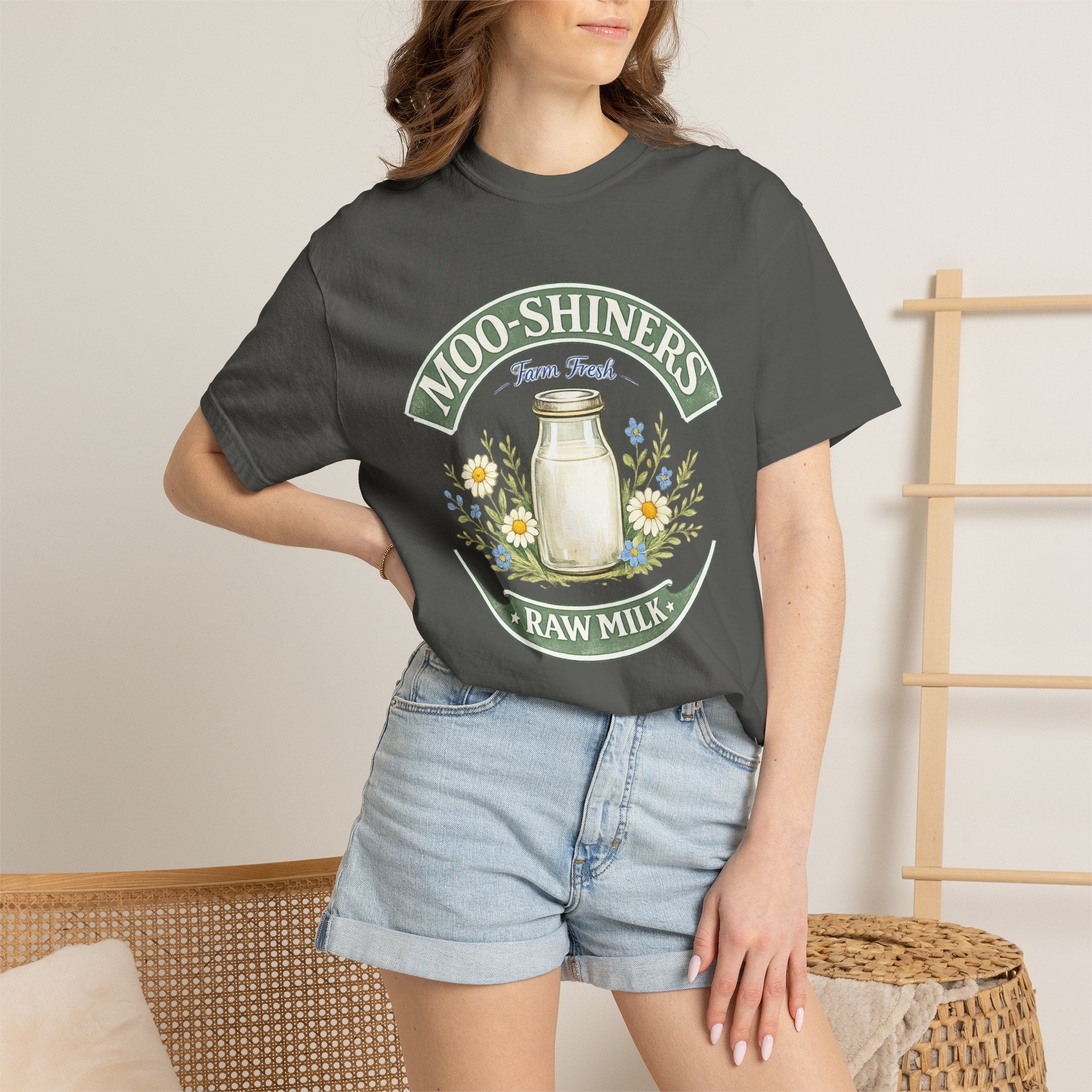 "Moo-Shiners Raw Milk" Vintage Logo Graphic T