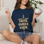 Faith Family Farm T-Shirt — Rustic Farmhouse Graphic Tee