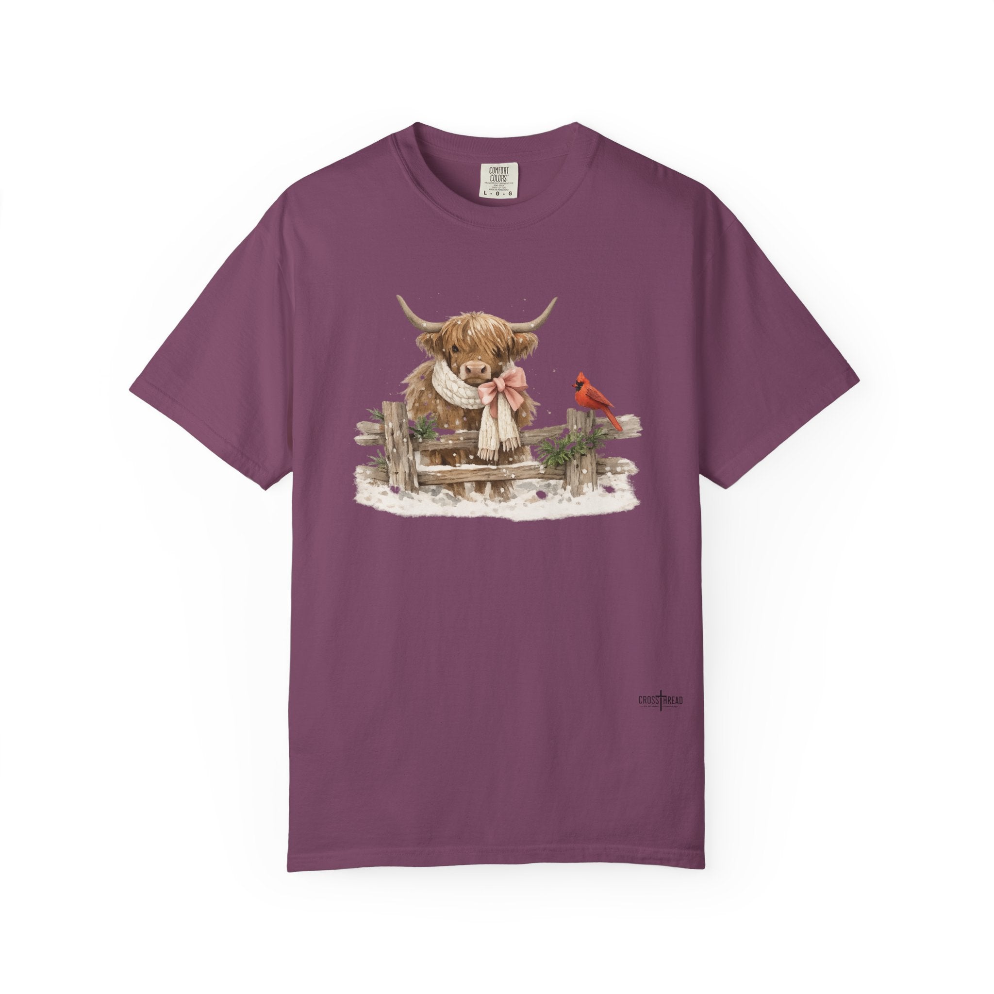 Highland Cow and Cardinal Comfort Colors Shirt