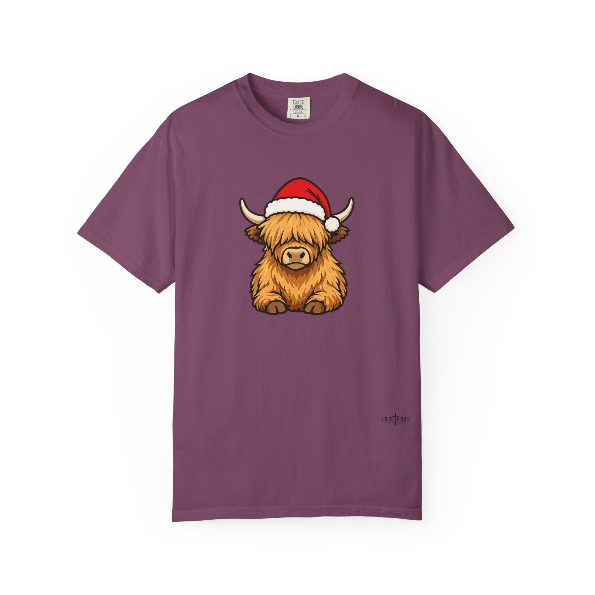 Highland Cow Santa Hat Comfort Colors Shirt
