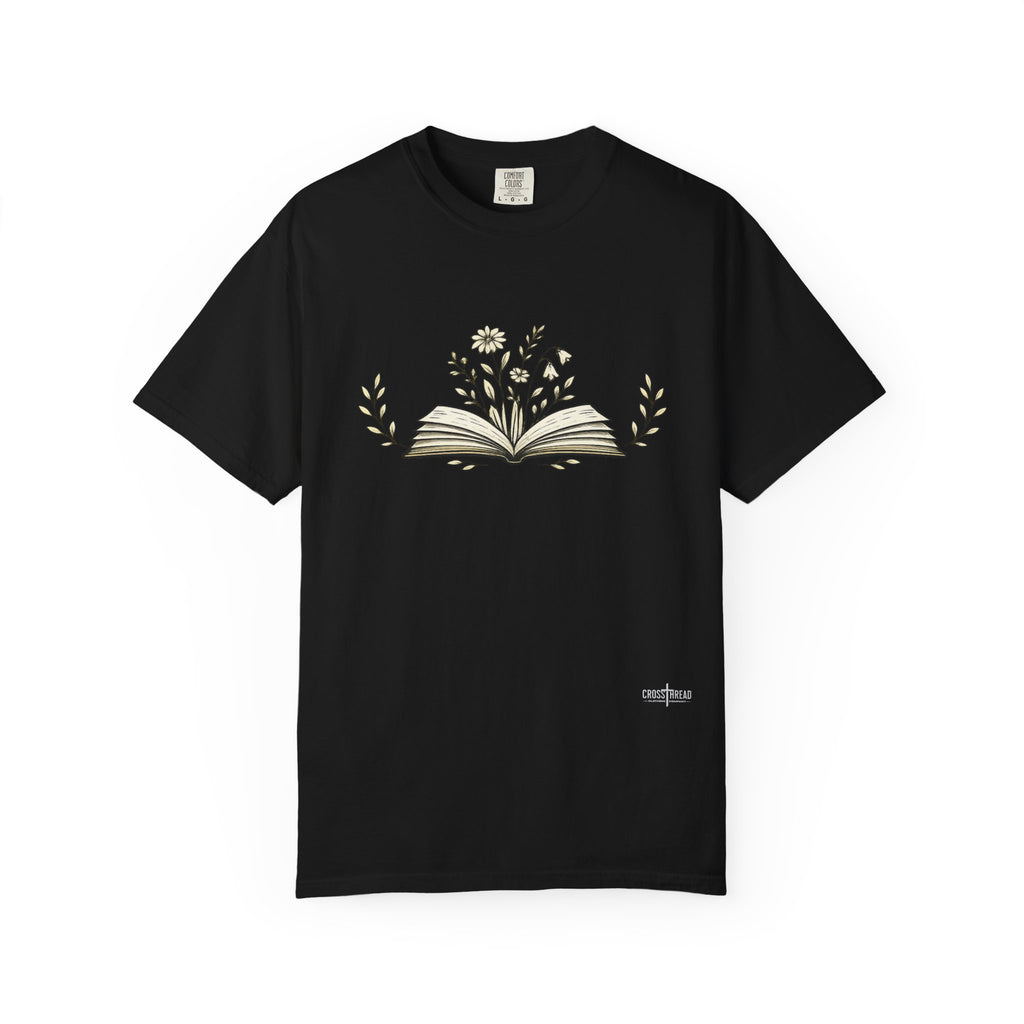 Floral Open Book T-Shirt — Book Lover Reading Tee