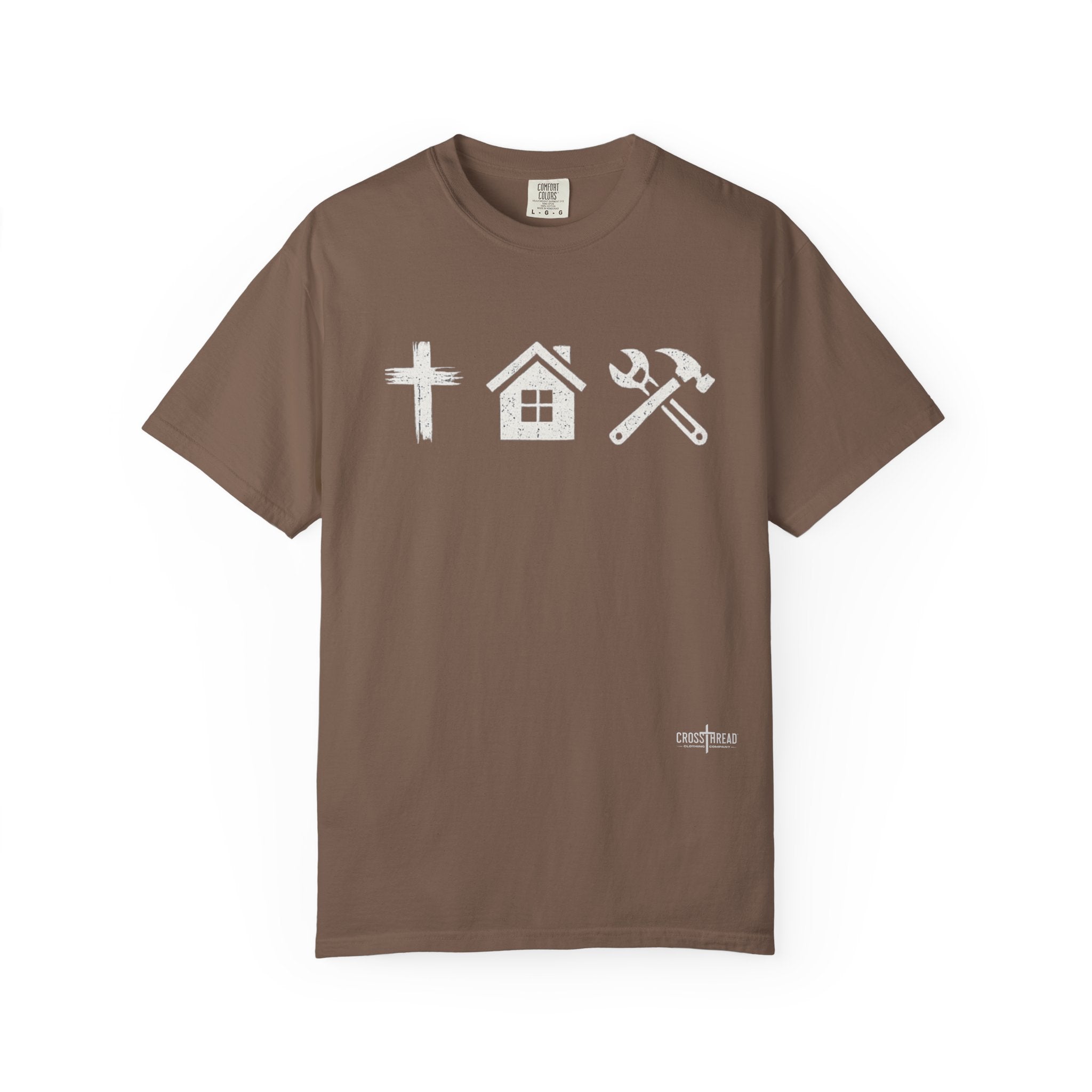 Faith Family Work T-Shirt — Inspirational Christian Men’s Tee