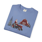 Rustic Santa Tractor and Barn Comfort Colors Shirt