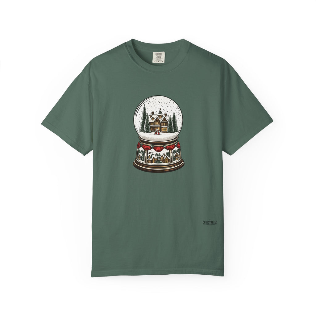 Snow Globe Holiday T-Shirt — Vintage Winter Village Graphic