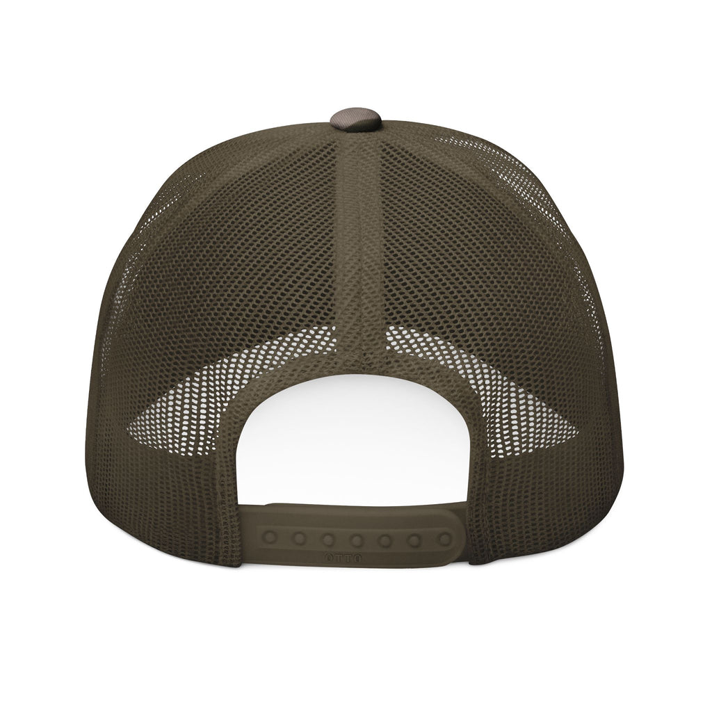 Camouflage Embroidered Logo Trucker Hat — Camo Mesh Cap for Outdoors, Hunting & Casual Wear