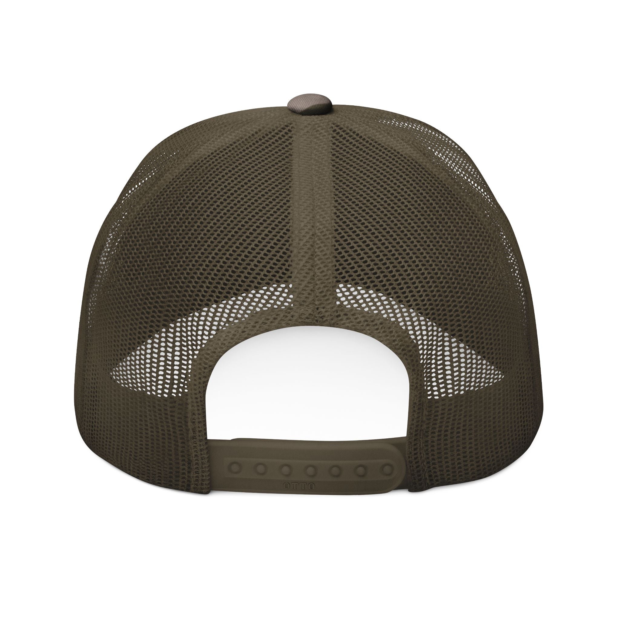 Camouflage Embroidered Logo Trucker Hat — Camo Mesh Cap for Outdoors, Hunting & Casual Wear