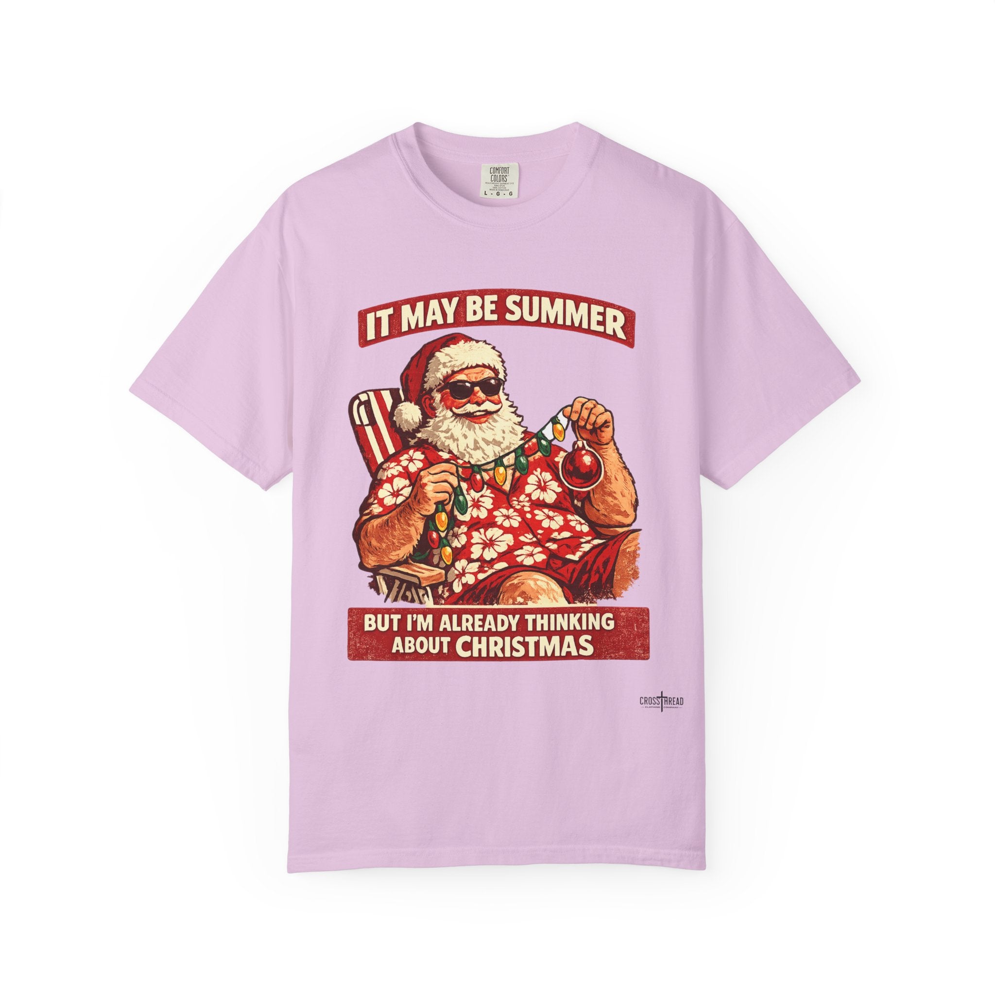 "It May Be Summer But I'm Already Thinking About Christmas" — Christmas-in-July Santa Beach Graphic T
