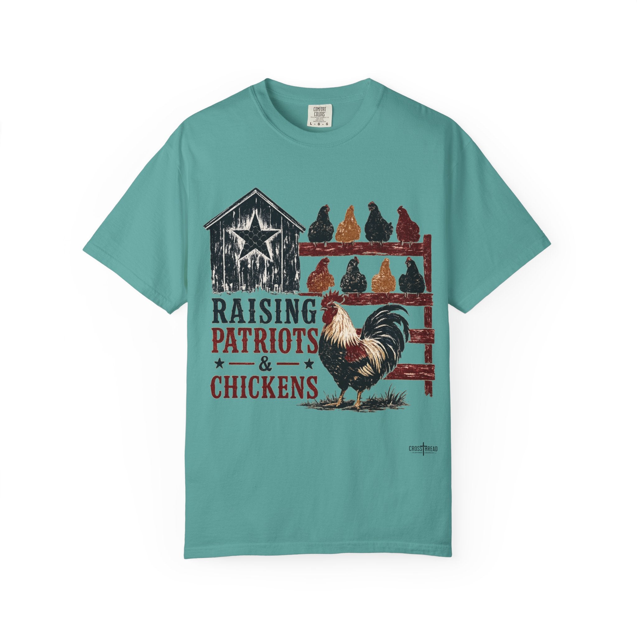 Raising Patriots & Chickens T-Shirt — Rustic American Chicken Tee