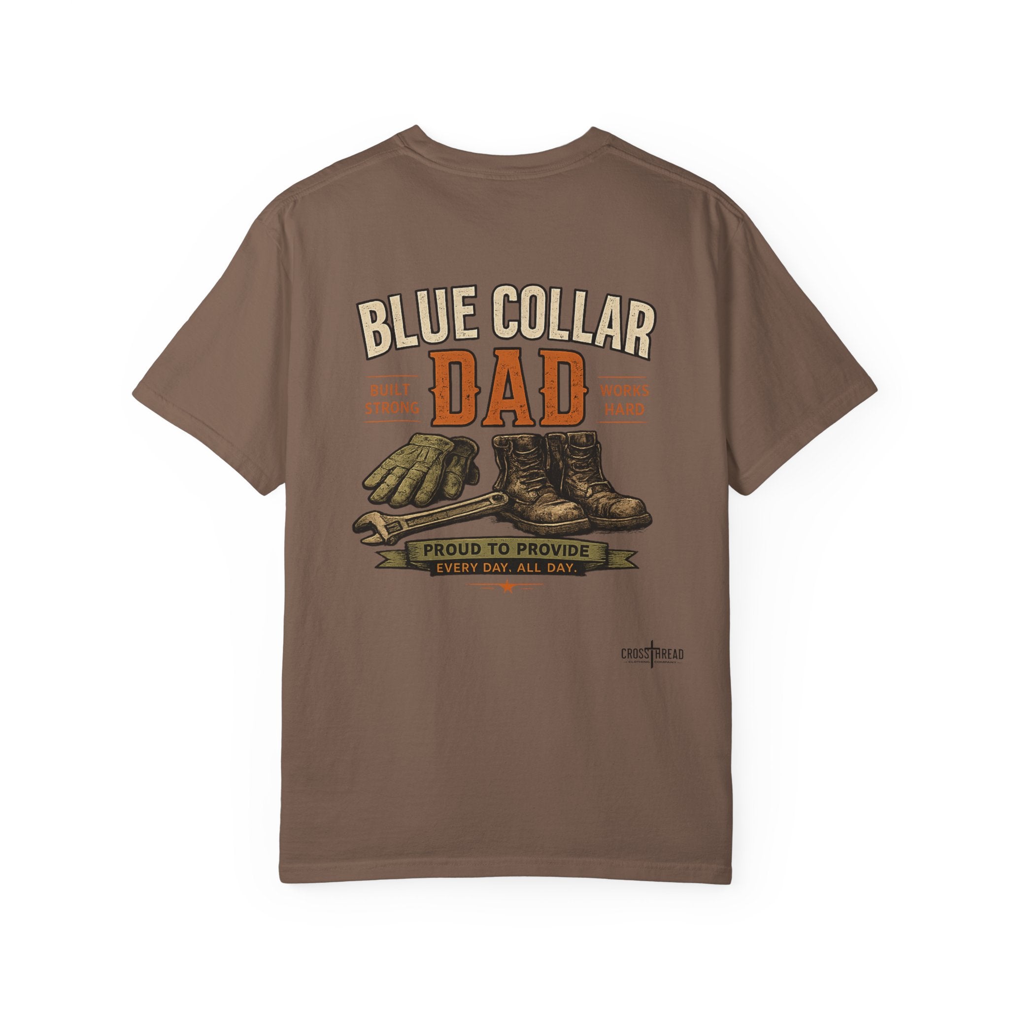 Blue Collar Dad T-Shirt — Vintage Work Gloves and Boots Design