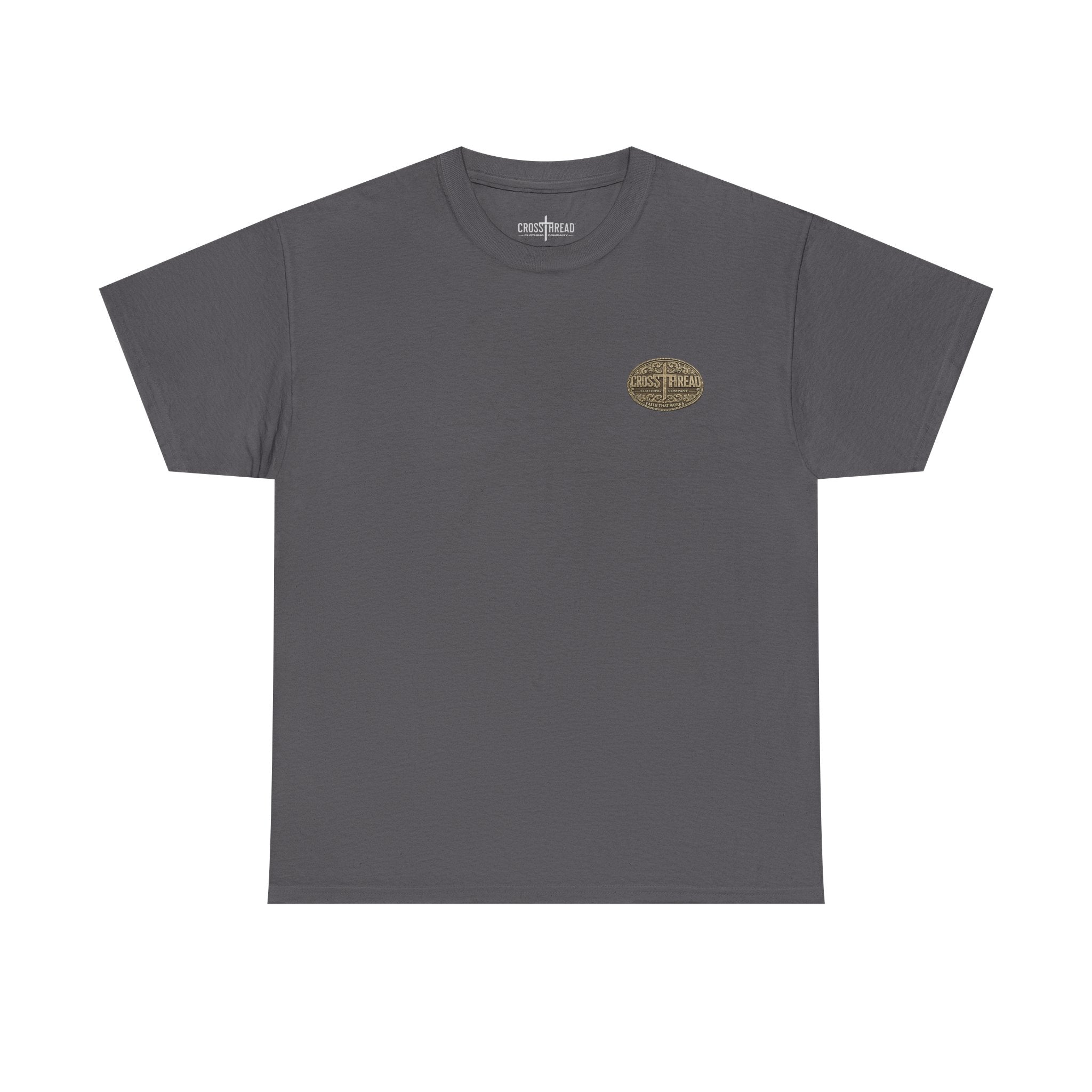 CrossThread Belt Buckle Logo Tee — Faith That Works Cotton T-Shirt