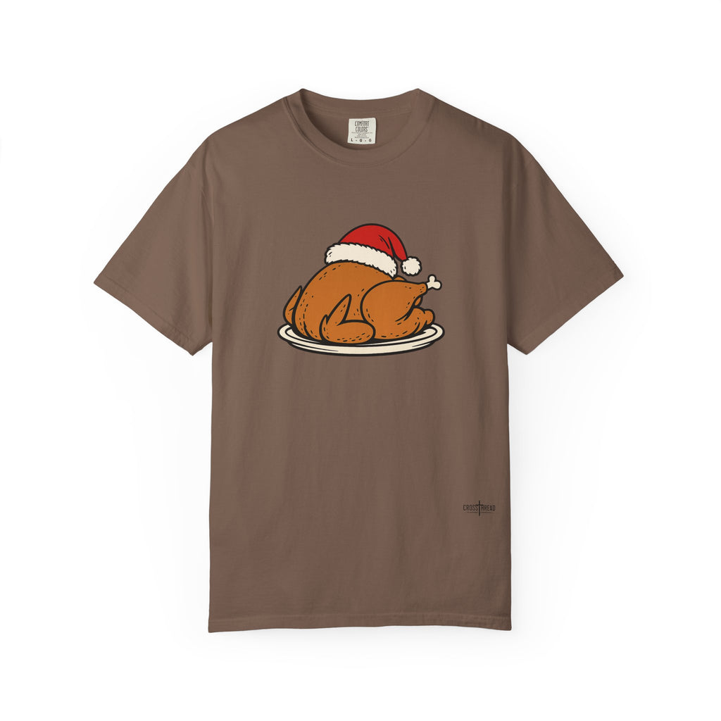 Roasted Turkey Santa Hat Comfort Colors Shirt