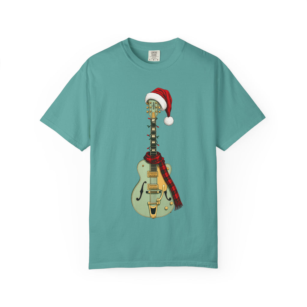 Christmas Aspen Green Hollowbody Guitar Comfort Colors Shirt