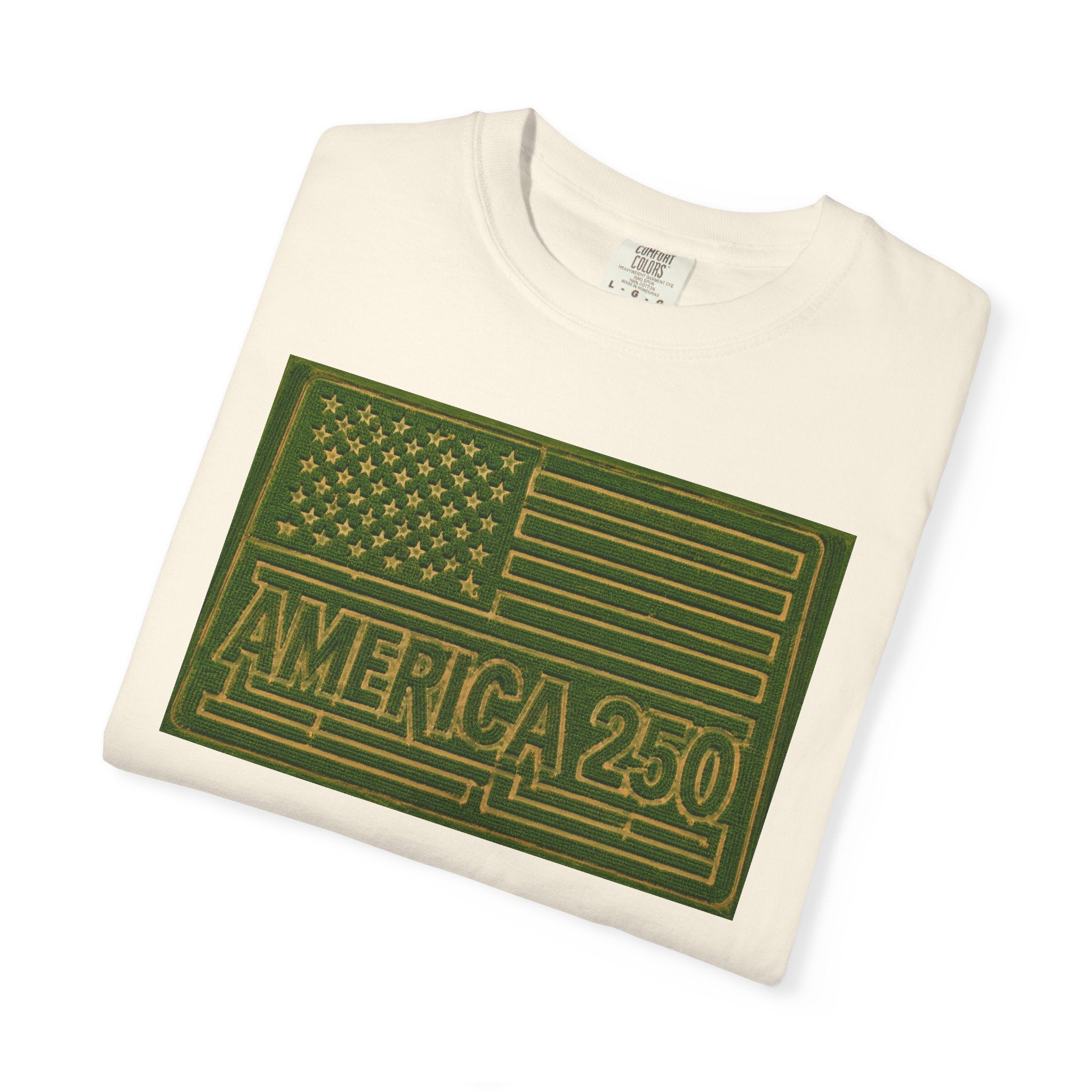 America 250 Corn Maze Flag T-Shirt — Vintage Patriotic Graphic Tee